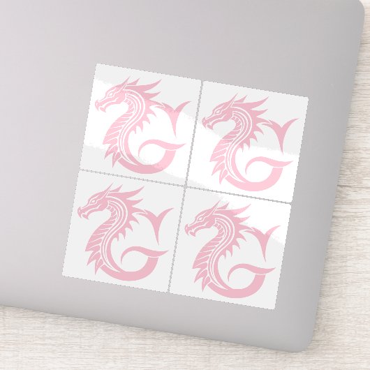 Dragon Styled Letter G, Dragon Alphabet, Monogram Sticker (Detail)