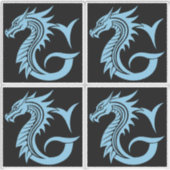 Dragon Styled Letter G, Dragon Alphabet, Monogram Sticker (Voorkant)