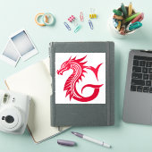 Dragon Styled Letter G, Dragon Alphabet, Monogram Sticker (iPad Cover)