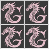 Dragon Styled Letter G, Dragon Alphabet, Monogram Sticker (Voorkant)