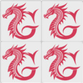 Dragon Styled Letter G, Dragon Alphabet, Monogram Sticker (Voorkant)