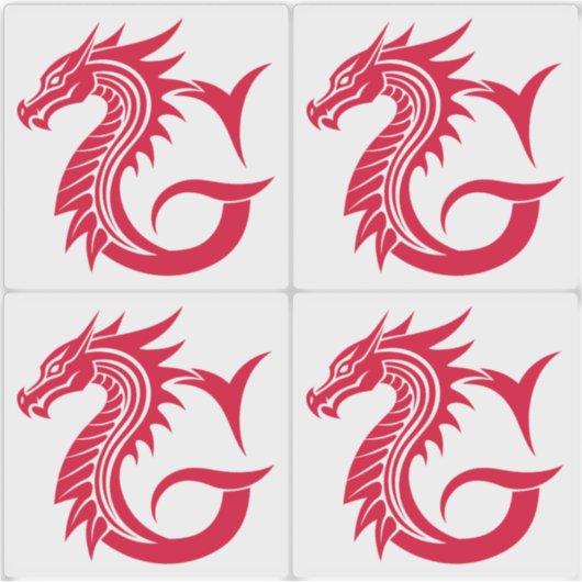 Dragon Styled Letter G, Dragon Alphabet, Monogram Sticker (Voorkant)