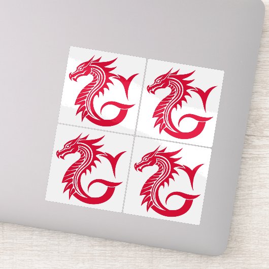 Dragon Styled Letter G, Dragon Alphabet, Monogram Sticker (Detail)