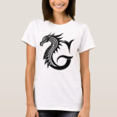 Dragon Styled Letter G, Dragon Alphabet, Monogram T-shirt (Voorkant)