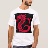 Dragon Styled Letter G, Dragon Alphabet, Monogram T-shirt (Voorkant)