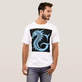 Dragon Styled Letter G, Dragon Alphabet, Monogram T-shirt (Voorkant volledig)
