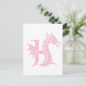 Dragon Styled Letter H, Dragon Alphabet, Monogram Briefkaart (Staand voorkant)