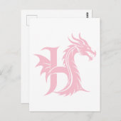 Dragon Styled Letter H, Dragon Alphabet, Monogram Briefkaart (Voorkant / Achterkant)