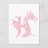 Dragon Styled Letter H, Dragon Alphabet, Monogram Briefkaart (Voorkant)