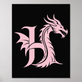 Dragon Styled Letter H, Dragon Alphabet, Monogram Folie Afdrukken (Voorkant)