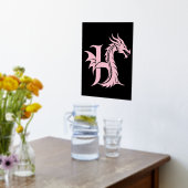 Dragon Styled Letter H, Dragon Alphabet, Monogram Folie Afdrukken (Laag (Keuken))