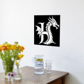 Dragon Styled Letter H, Dragon Alphabet, Monogram Folie Afdrukken (Laag (Keuken))
