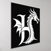 Dragon Styled Letter H, Dragon Alphabet, Monogram Folie Afdrukken (Laagn)