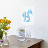 Dragon Styled Letter H, Dragon Alphabet, Monogram Folie Afdrukken (Laag (Keuken))