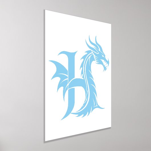 Dragon Styled Letter H, Dragon Alphabet, Monogram Folie Afdrukken (Laagn)