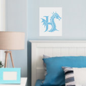 Dragon Styled Letter H, Dragon Alphabet, Monogram Folie Afdrukken (Insitu (Slaapkamer))