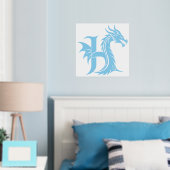 Dragon Styled Letter H, Dragon Alphabet, Monogram Folie Afdrukken (Insitu (Slaapkamer))