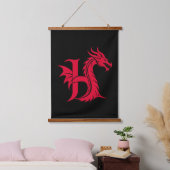 Dragon Styled Letter H, Dragon Alphabet, Monogram Hangend Wandkleed (Slaapkamer)