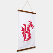 Dragon Styled Letter H, Dragon Alphabet, Monogram Hangend Wandkleed (Gebogen)