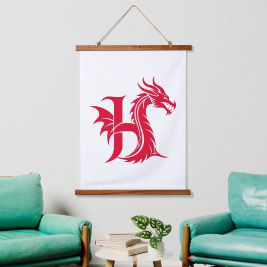 Dragon Styled Letter H, Dragon Alphabet, Monogram Hangend Wandkleed (Woonkamer)