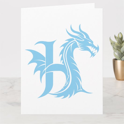 Dragon Styled Letter H, Dragon Alphabet, Monogram Kaart (Kleine Plant)