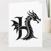 Dragon Styled Letter H, Dragon Alphabet, Monogram Kaart (Voorkant)