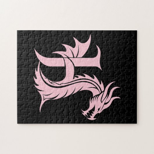 Dragon Styled Letter H, Dragon Alphabet, Monogram Legpuzzel (Horizontaal)