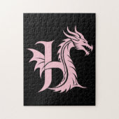 Dragon Styled Letter H, Dragon Alphabet, Monogram Legpuzzel (Verticaal)