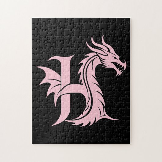 Dragon Styled Letter H, Dragon Alphabet, Monogram Legpuzzel (Verticaal)