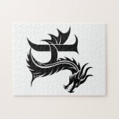 Dragon Styled Letter H, Dragon Alphabet, Monogram Legpuzzel (Horizontaal)