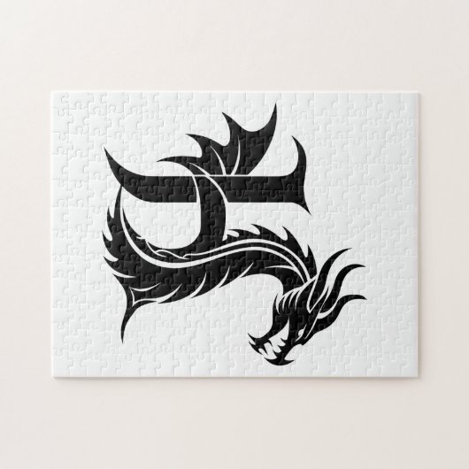 Dragon Styled Letter H, Dragon Alphabet, Monogram Legpuzzel (Horizontaal)