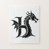 Dragon Styled Letter H, Dragon Alphabet, Monogram Legpuzzel (Verticaal)