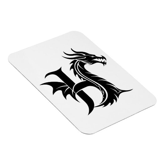 Dragon Styled Letter H, Dragon Alphabet, Monogram Magneet (Rechterzijde)