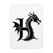 Dragon Styled Letter H, Dragon Alphabet, Monogram Magneet (Verticaal)
