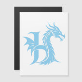 Dragon Styled Letter H, Dragon Alphabet, Monogram Magnetische Uitnodiging (Voorkant / Achterkant)