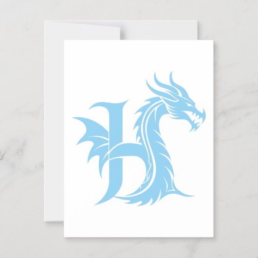 Dragon Styled Letter H, Dragon Alphabet, Monogram Magnetische Uitnodiging (Voorkant)
