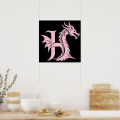 Dragon Styled Letter H, Dragon Alphabet, Monogram Poster (Keuken)