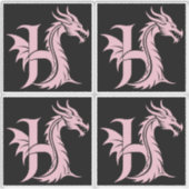 Dragon Styled Letter H, Dragon Alphabet, Monogram Sticker (Voorkant)