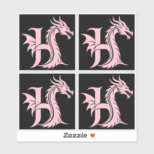 Dragon Styled Letter H, Dragon Alphabet, Monogram Sticker (Vel)