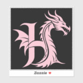 Dragon Styled Letter H, Dragon Alphabet, Monogram Sticker (Vel)