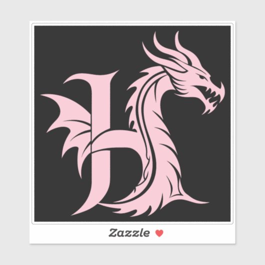 Dragon Styled Letter H, Dragon Alphabet, Monogram Sticker (Vel)