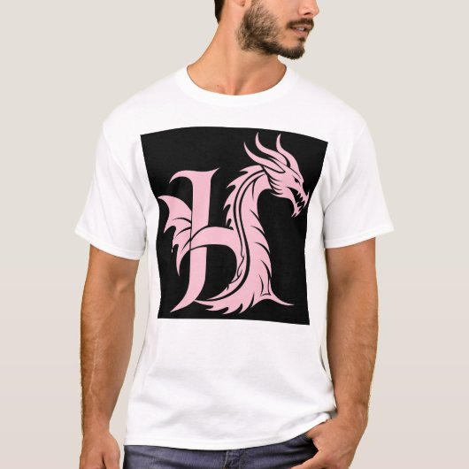 Dragon Styled Letter H, Dragon Alphabet, Monogram T-shirt (Voorkant)