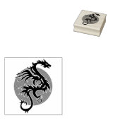 Dragon Sun links - zwart rood wit + je ideeën Rubberstempel (Gestempeld)