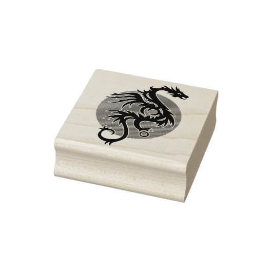 Dragon Sun links - zwart rood wit + je ideeën Rubberstempel (Stempel)