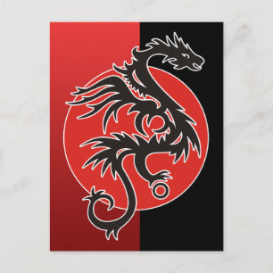 Dragon Sun Power - zwart rood wit + uw ideeën Briefkaart