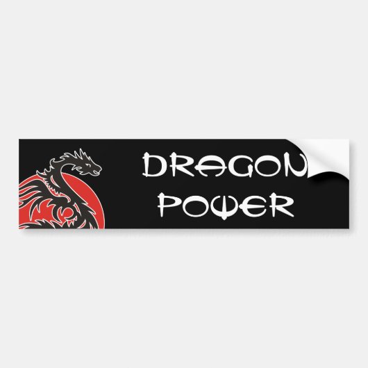 Dragon Sun Power - zwart rood wit + uw ideeën Bumpersticker (Voorkant)