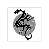 Dragon Sun rechts - zwart rood wit + uw ideeën Rubberstempel (Afrduk)