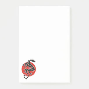 Dragon Sun - zwart rood wit + je ideeën Post-it® Notes