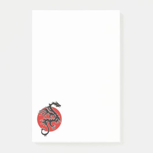 Dragon Sun - zwart rood wit + je ideeën Post-it® Notes (Voorkant)