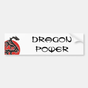 Dragon Sun - zwart rood wit + uw ideeën Bumpersticker